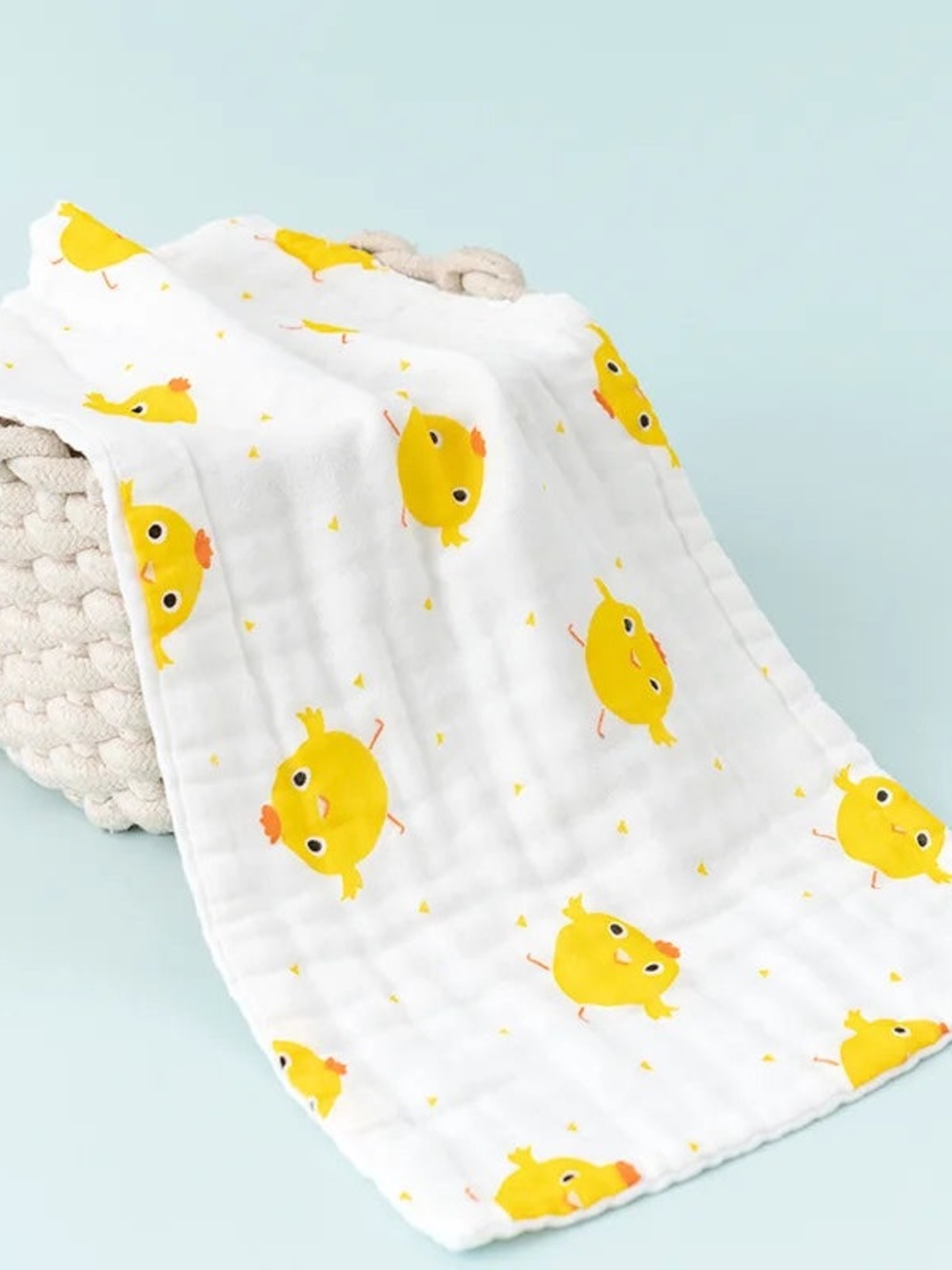 Yellow Chick Muslin Baby Swaddle Organic Blanket